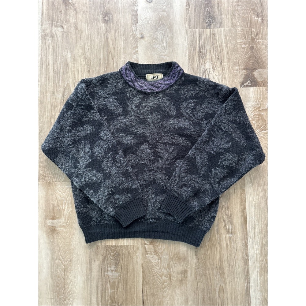 VTG Jed Mens Sweater Size M Gray Black And Purple - Picture 2 of 9